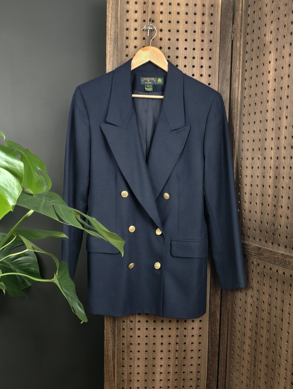 Vintage Charter Club Navy Double-Breasted Blazer with Gold Buttons